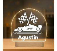 Lámpara Infantil Personalizada con Nombre - Luz LED Quitamiedos para Habitación de Bebé con Diferentes Diseños - Regalo Original para Bebe, Nacimiento, Bautizo o Cumpleaños (COCHE)