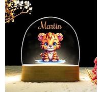 Lampara Infantil Personalizada para bebes y niños de mesita de noche Regalos bebe recien nacido personalizada decoracion habitacion bebe luz quitamiedos lamparas niño originales niña (TIGRE1)