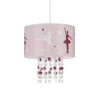 Relaxdays Lámpara Colgante Infantil, Motivo Bailarina, Estrellas Colgantes de Plástico, Rosa, Habitación de Niños, 30 cm