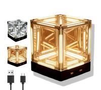 Lámpara Infinite Space Abyss, luz nocturna creativa 4D Infinite Space Abyss con atenuación táctil, luz nocturna de espejo infinito, luces nocturnas LED recargables Hyper Cube para decora yellow light