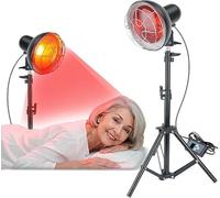 Lámpara infrarroja Rkdely de 150 W con soporte de suelo, lámpara de luz roja con regulación de temperatura y temporizador (Negro intenso)