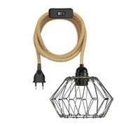 Lámpara jaula plegable LEKA con cable de cáñamo interruptor y casquillo E27 3