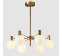 lampara Lámpara colgante vintage con forma de globo de oro cepillado | Con pantalla de cristal, lámpara de techo empotrada, for comedor, sala de estar, dormitorio