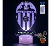 Lámpara LED 3D decorativa futbol con 16 colores y control remoto. Regalo niños y adultos. Lampara Escudo de futbol. Vive la magia de tu equipo en tu habitación. Regalo llavero (Valencia)