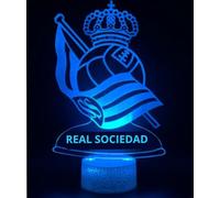 Lámpara LED 3D decorativa futbol con 16 colores y control remoto. Regalo niños y adultos. Lampara Escudo de futbol. Vive la magia de tu equipo en tu habitación. Regalo llavero (R Sociedad)