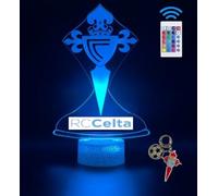 Lámpara LED 3D decorativa futbol con 16 colores y control remoto. Regalo niños y adultos. Lampara Escudo de futbol. Vive la magia de tu equipo en tu habitación. Regalo llavero (Celta)
