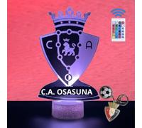 Lámpara LED 3D decorativa futbol con 16 colores y control remoto. Regalo niños y adultos. Lampara Escudo de futbol. Vive la magia de tu equipo en tu habitación. Regalo llavero (Osas)