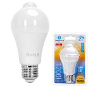 Lámpara LED A60 220V E27 12W Blanca Q. 3000K 1200Lm c/ Sensor de Movimiento