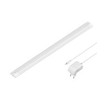 ledscom.de Luminaria LED bajo armario SIRIS blanco mate con alimentación, plana, 50cm, 531lm, blanco cálido