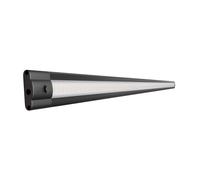 ledscom.de Lámpara LED bajo armario SIRIS negro mate, blanco cálido, 2700 K, plana, 90 cm, 963 lm, 9,5 W, 24 V DC, interruptor, sistema de enchufe ATOM, IP20, requiere adaptador de red (no