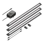 ledscom.de Luz LED bajo el armario SIRIS negro mate, plana, cada 50cm, cada 531lm, blanco cálido, juego de 3