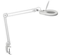 Lámpara LED con lupa MAULviso IP54 MAUL, longitud de brazo 410 mm, con pinza para mesa