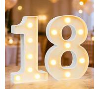 Lámpara LED con número, 18 dígitos iluminados, luz LED blanca cálida, ideal para cumpleaños, fiestas, bodas, escritorios, paredes y mesas.