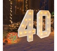 Lámpara LED con números iluminados, cifras 0 1 2 3 4 5 6 7 8 9, número grande con bombillas, 100 cm, luces LED de color blanco cálido para decoración, decoración LED para cumpleaños, fiesta