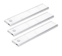Aigostar Luz Armario con Sensor de Movimiento y Batería Recargable, LED Cocina Bajo Mueble 1100mAh, Brillo y Color Ajustables, con Cable USB C, Luz LED Adhesiva y Magnética 20.4cm, 3pcs