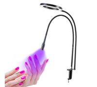 LáMpara Led De Cuello De Cisne Con Pinza, AtenuacióN Continua, 3 Modos De Color Y Ajuste Del TamañO Del Foco, Ideal Para Curar Esmalte De UñAs, Coser, Pintar, Dibujar Y Hacer Manualidades,Black