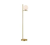 Lámpara LED de diseño en latón mate con bola, pantalla de cristal opalino E14, iluminación interior exclusiva
