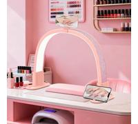 Lámpara LED de escritorio para uñas, luz de media luna plegable con soporte para teléfono para extensiones de belleza y pestañas, ideal para técnicos de uñas y artistas del tatuaje