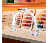 Lámpara LED de escritorio para uñas, luz de media luna plegable con soporte para teléfono para extensiones de belleza y pestañas, ideal para técnicos de uñas y artistas del tatuaje
