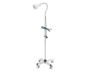 Lámpara LED de examen de 30 W, 65000 lux, giratoria 360°, altura regulable 135-160 cm, con 4 ruedas, para clínica y dentista, color blanco