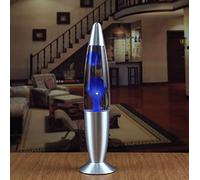Lámpara LED de Lava, Lámpara de Lava Relajante Bombillas Incluidas, Regalo Ideal Lamparilla de noche, Lava Lamp Magma Tranquilizante, Base plateada Diseño retro vintage 220-240V, 40 x 9 x 9 cm (Azul)