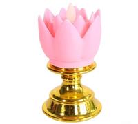 Lámpara LED de loto para decoración del hogar, flor de plástico colorida con base dorada, luz nocturna eléctrica de Buda para dormitorios, salas de estar, estudios de yoga (rosa)