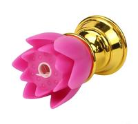 Lámpara LED de loto, parte inferior dorada, colorida lámpara de vela de simulación LED de Buda, lámpara de adorno de larga duración para decoración de adoración (rojo rosa)