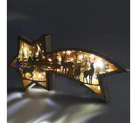 Lámpara LED de madera con belén de Navidad, adorno de escritorio decorativo cristiano, lámpara de escritorio de estrella de belén, adornos de Navidad LED de madera