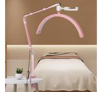 Lámpara LED de media luna para extensión de pestañas y uñas - Lámpara de pie profesional para el cuidado de los ojos (rosa)