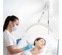 Lámpara LED de Media Luna para Tatuajes y barberías. Luz de Maquillaje y Relleno de pestañas Ajustable de 62 a 113 cm para Montaje en Pared. Ideal para Uso Profesional. Diseño Elegante en bl