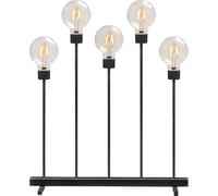 Lámpara LED de metal, color negro, con regulador de intensidad, bombilla intercambiable, con interruptor de encendido/apagado, 5 globos redondos, 10 diodos de color ámbar, transformador interior de 24 V, 3,5 W, cable negro.