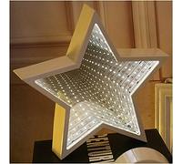 Lámpara LED de noche, luz de túnel 3D, luz de espejo infinito, luces de decoración de pared para fiesta de Navidad, habitación, decoración de boda (Estrella)