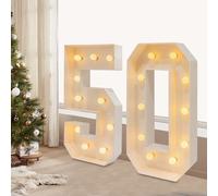 Lámpara LED de Números, Números Iluminados para Decoración de Fiesta de 50 Cumpleaños, Luces Blancas Cálidas, Luz de Marquesina para 50 Cumpleaños de Hombre, Decoración de Mesa de 50 Aniversario