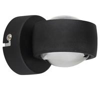 Lámpara LED de pared - 7,5 x 10 cm - negro mate - transparente - cristal - metal
