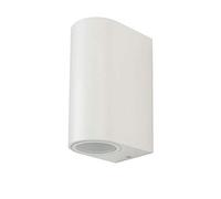 Lámpara LED de pared para fachadas, exterior, redonda, blanca, 2 focos, incluye bombilla LED, blanco cálido