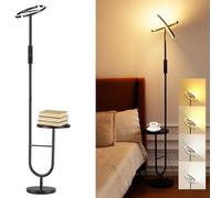 Lámpara LED de Pie 36W Regulable, Lámpara de Pie Salón Moderno de Diseño con Mesita, Mando y Control Táctil, Base Pesada de 5KG, Cabezal Giratorio 360°, Candeeiro de Pé Negro AVEN MF19