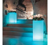 Lámpara Led de resina decoración jardin 40x40 cm H 80 Luz Azul mod. Youcube