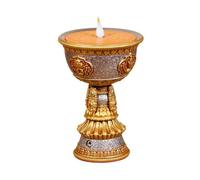 Lámpara LED de resina simulada para centro de mesa budista, templo tibetano, lámpara electrónica de mantequilla, luz recargable