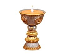 Lámpara LED de resina simulada para centro de mesa budista, templo tibetano, lámpara electrónica de mantequilla, luz recargable