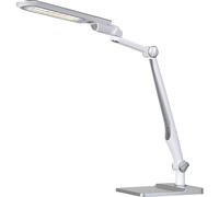 Hansa Lámpara de escritorio LED Multiflex, pinza y soporte, color plateado