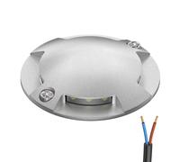 ledscom.de Lámpara LED de suelo, baliza de señalización RUNDA para exteriores, IP67, 4 llamas, aluminio, redonda, 70mm Ø, blanco cálido