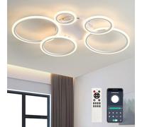 Lámpara LED de techo con APP regulable 100CM, 60-120W lámpara de saló dormitorio con mando a distancia cambio de color lámpara de techo moderna ahorro de energía iluminación de techo para salón