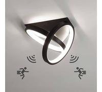Lámpara LED de techo con detector de movimiento moderno pasillo Plafón de luces con sensor de luz diurna interior de luces para pasillo baño sótano garaje escaleras balcones, blanca fría 6000K, 26W