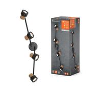 Lámpara LED De Techo Decoración Bombilla Corcho Negro 4 X 3,4W GU10 920lm