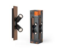 Lámpara LED De Techo Decoración Bombilla Mercurio Madera Negra 2 X 3,4W GU10