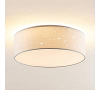 Lindby LED Lámpara de techo Ellamina (Moderno) en Blanco hecho Textura, Tela Tejido Seda e.o. para Salón & Comedor (1 llama, lámpara plafón