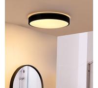 Lámpara LED de techo Lindby Medon, Ø 38 cm, negra, IP44, metal