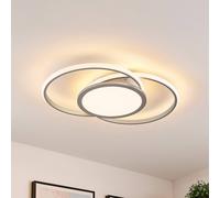 Lámpara LED de techo Lucande Senne, 63 cm, plata, aluminio