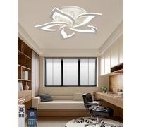 Lámpara LED de techo moderna regulable Plafón luminoso acrílica con forma de flor Lámpara empotrada de 170 W Lámparas,para salón recibidor,dormitorio y cocina Con mando a distancia (Blanco, L60cm)