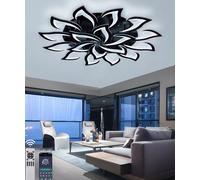 Lámpara LED de techo moderna regulable Plafón luminoso acrílica con forma de flor Lámpara empotrada de 170 W Lámparas,para salón recibidor,dormitorio y cocina Con mando a distancia (Negro, L110cm)